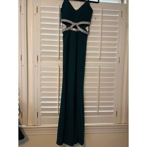 Xtraordinary size  0 formal bridesmaid prom dress green with side cut outs